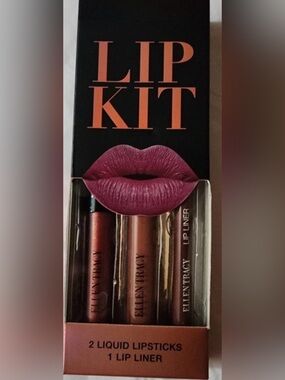 ELLEN TRACY Lip Kit 2 Liquid Lipsticks & 1 Lip Liner